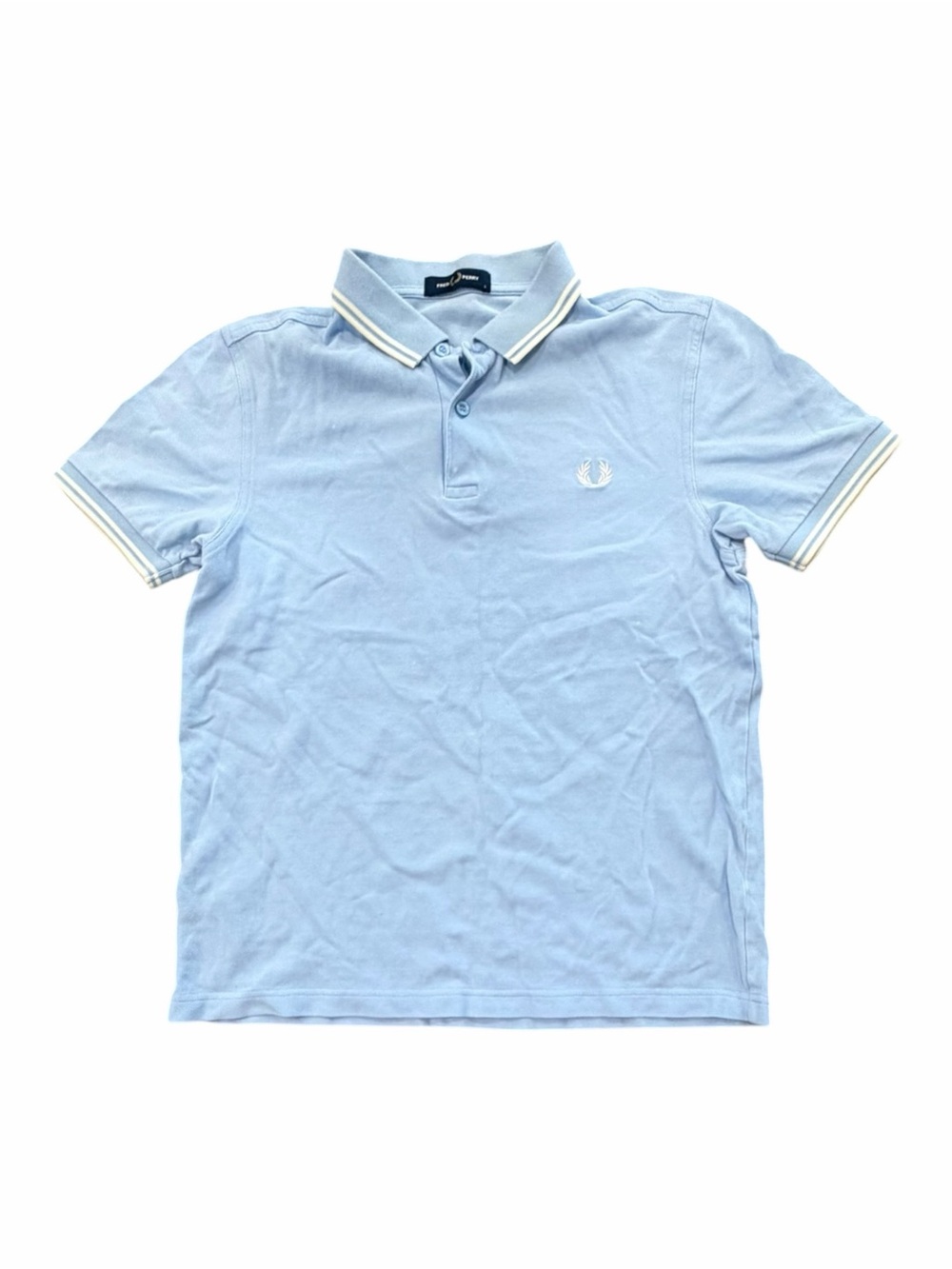Fred Perry Light Blue Men's Polo Shirt with Contrast Trim S